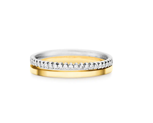 Aliança de Casamento Ouro Amarelo e Branco com Diamantes (3.6mm)