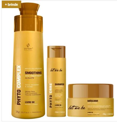 Alisante Smoothing Dr Fiber 1L + Shampoo e Máscara Anti Frizz Phyto Care 250ml