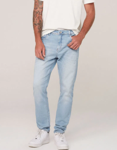 Calça Jeans Masculina Slim Com Elastano Em Eco Denim - Azul