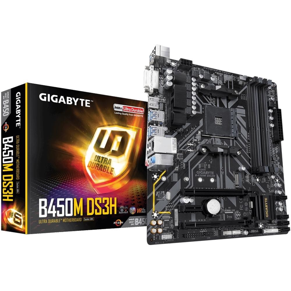 Placa-Mãe Gigabyte B450M DS3H, AMD AM4, mATX, DDR4